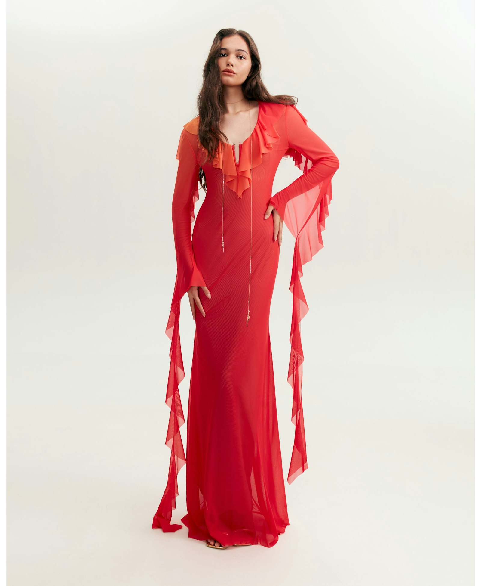 Flowy coral maxi dress, Xo Xo made by Milla
