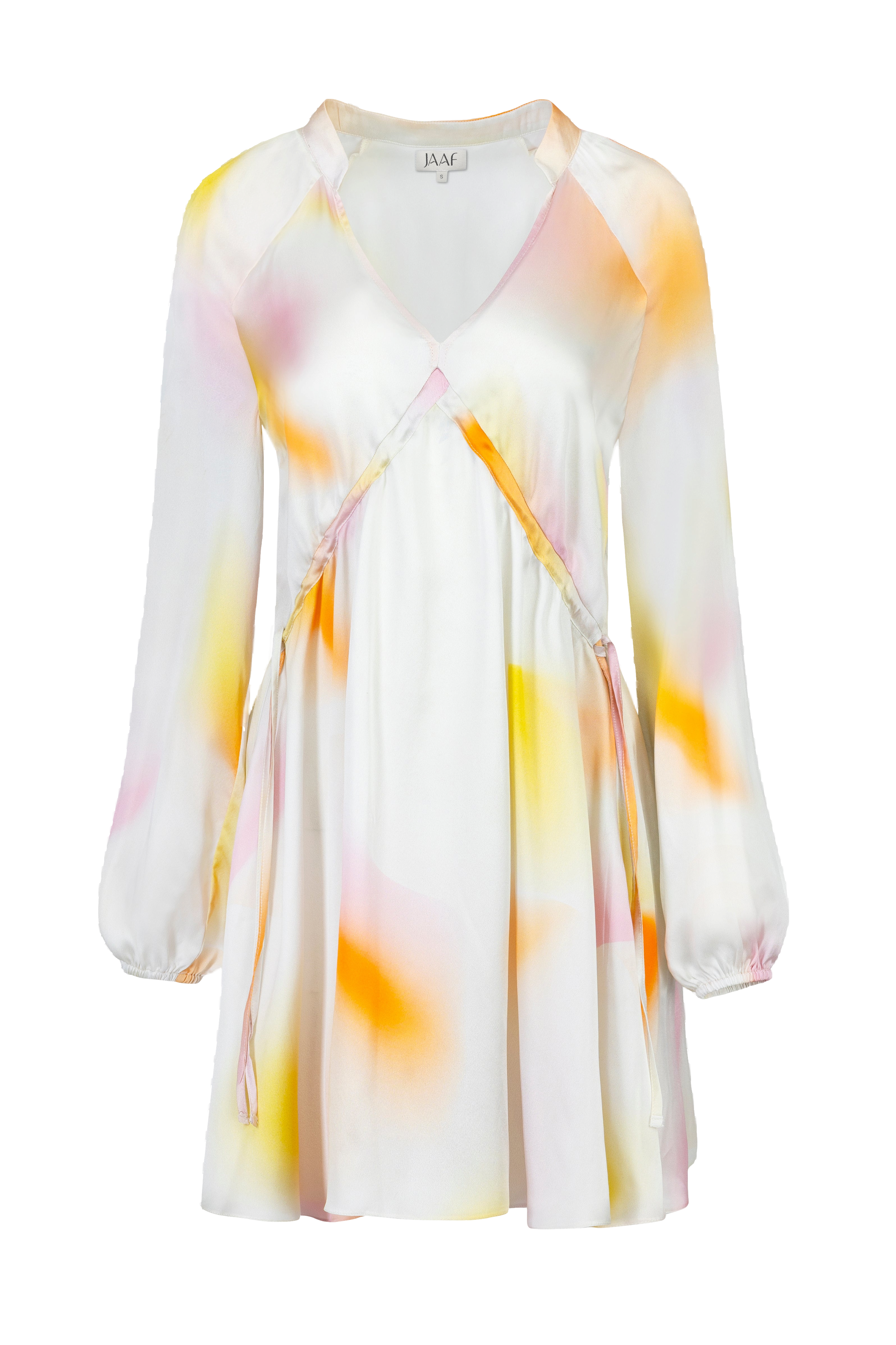 Jaaf Mini Silk Dress In Aura Light Print In Multi Color
