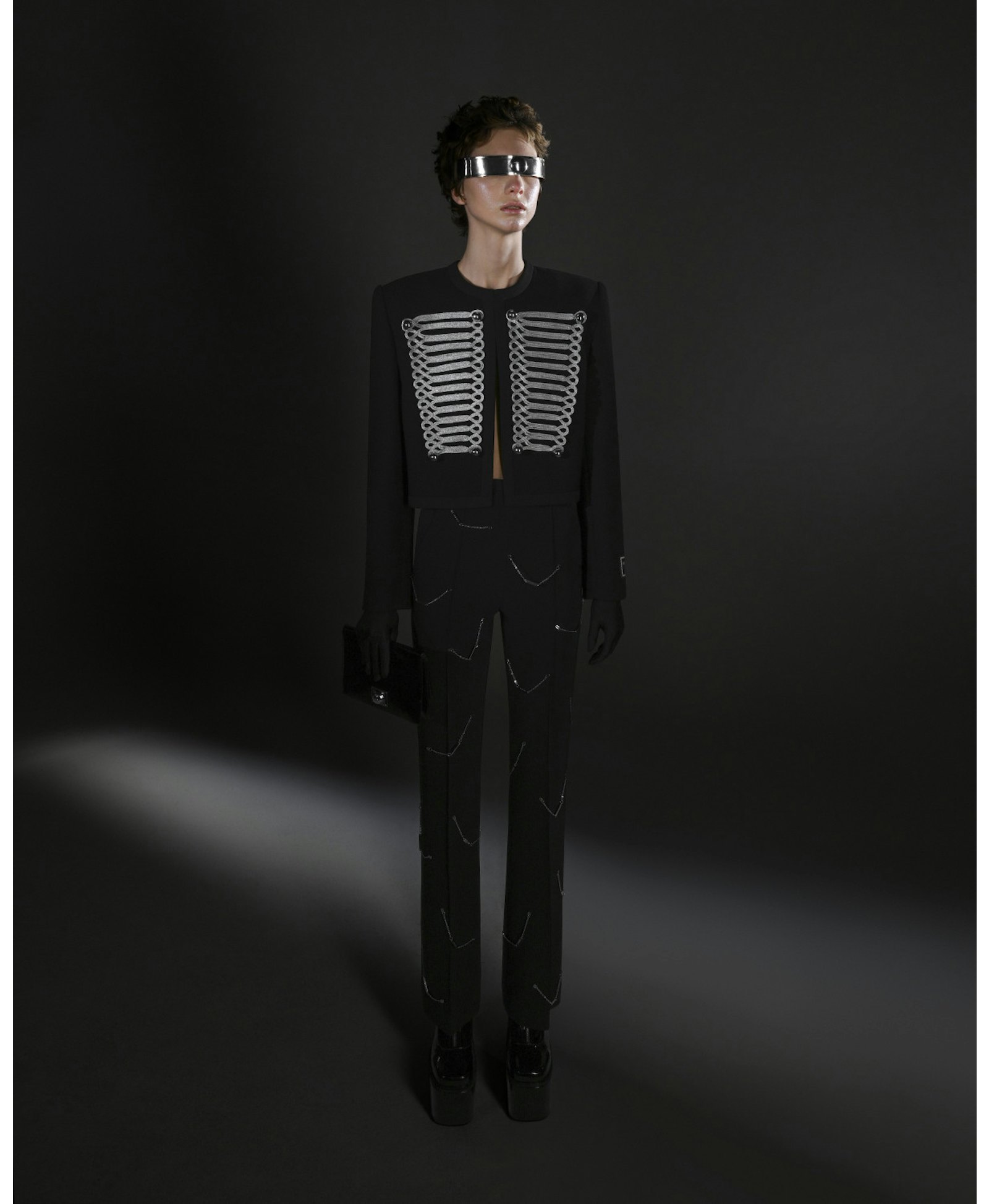 CHAIN-EMBELLISHED HIGH-WAIST PANTS made by KEBURIA