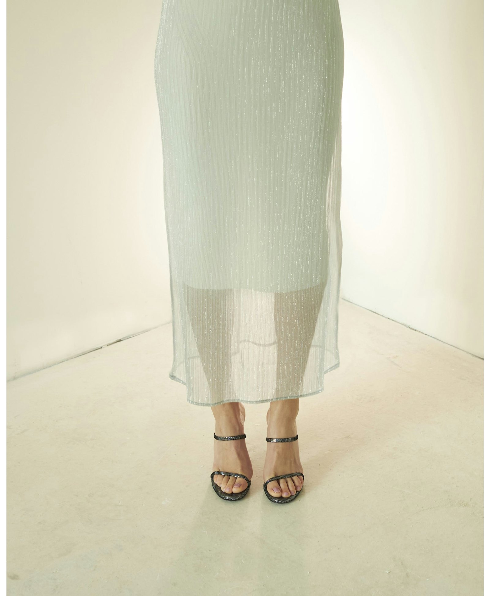 Fiorellini Glass Heel 95 Disco Suede Black in Black made by ATANA