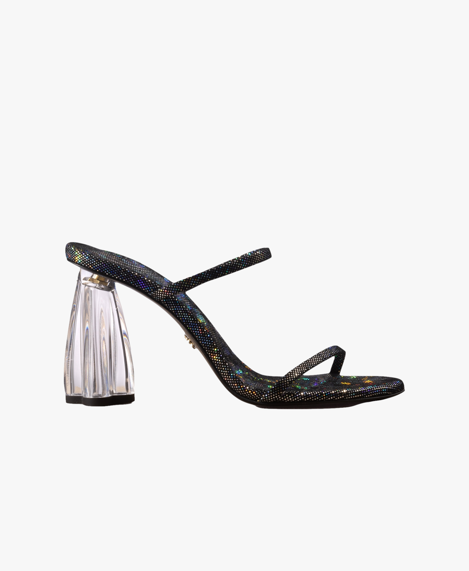 Fiorellini Glass Heel 95 Disco Suede Black in Black made by ATANA