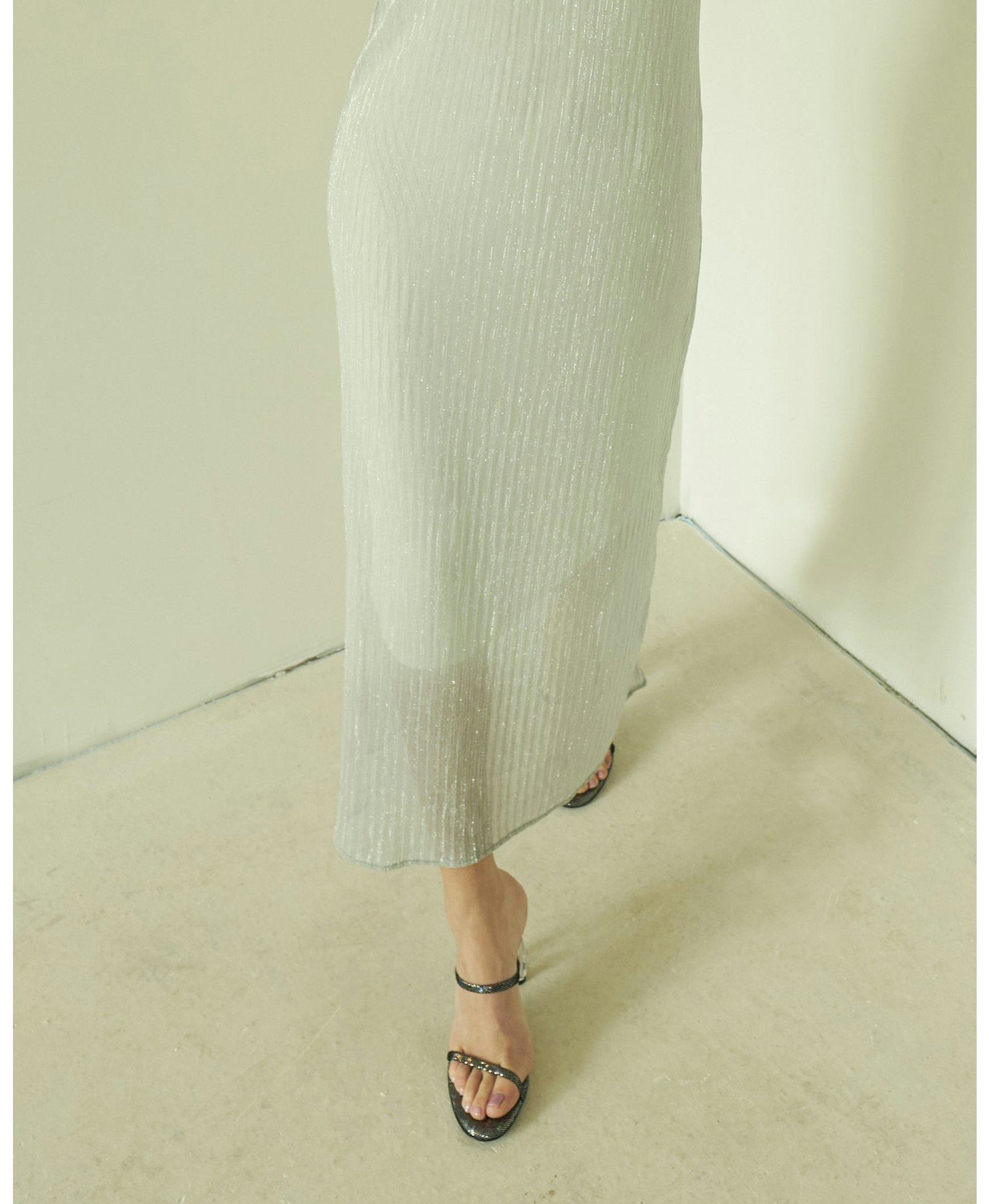 Fiorellini Glass Heel 95 Disco Suede Black in Black made by ATANA