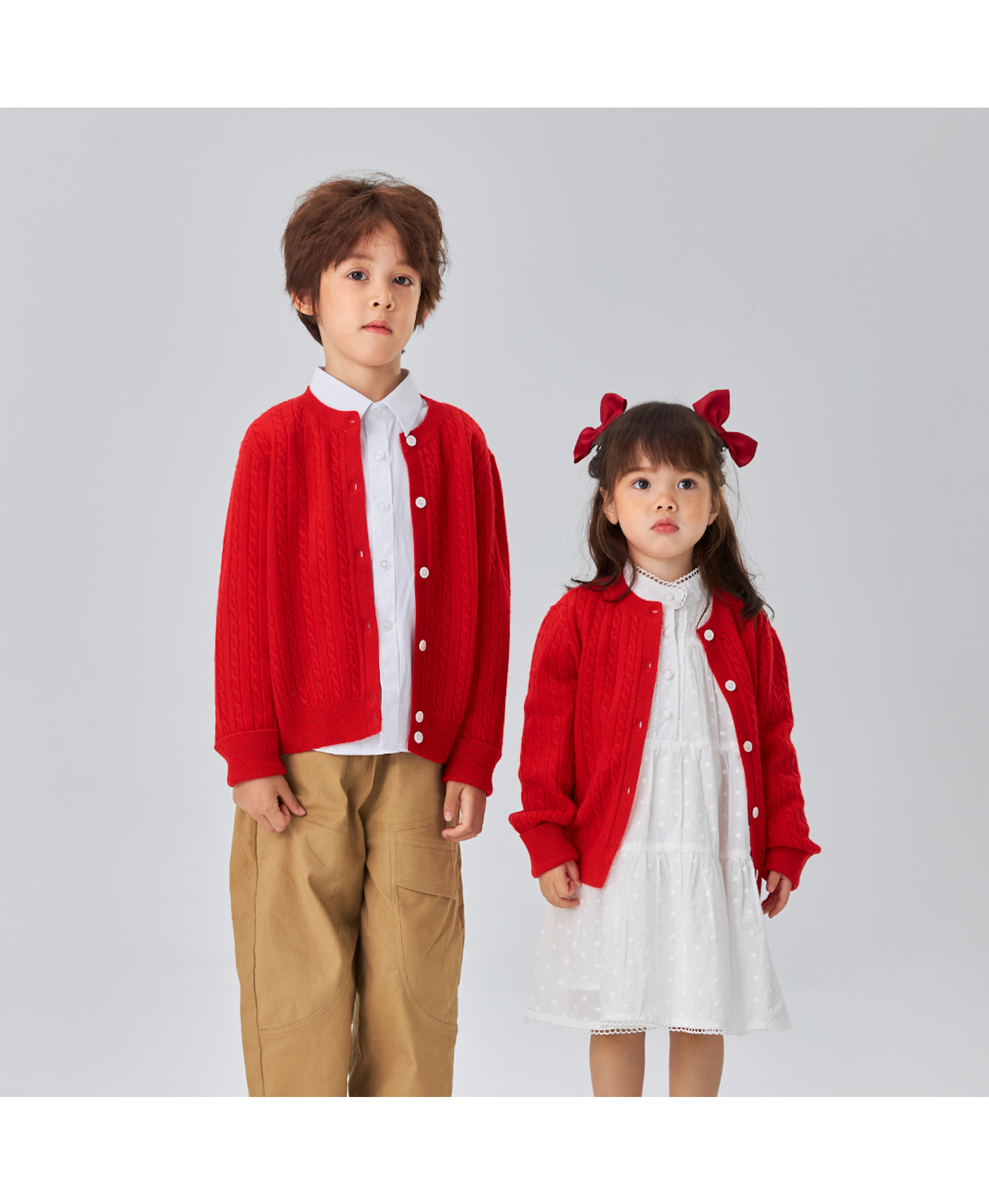 Classic Extra Fine Merino Wool Twist Knit Cardigan | Flame Red made by CozyU