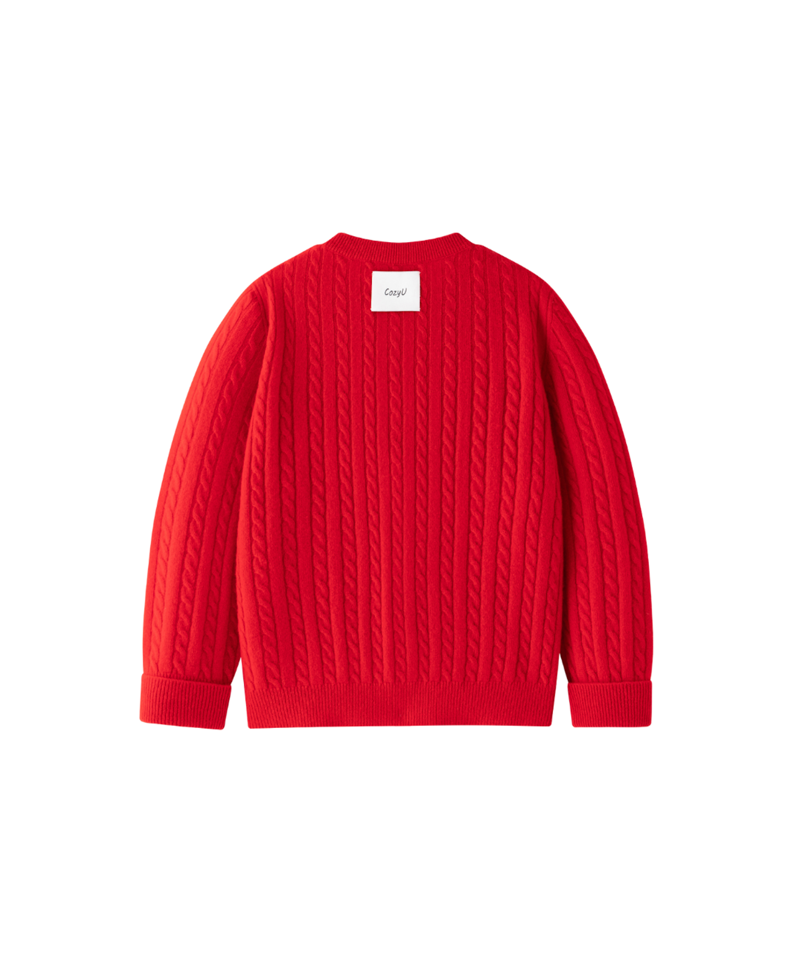 Classic Extra Fine Merino Wool Twist Knit Cardigan | Flame Red made by CozyU
