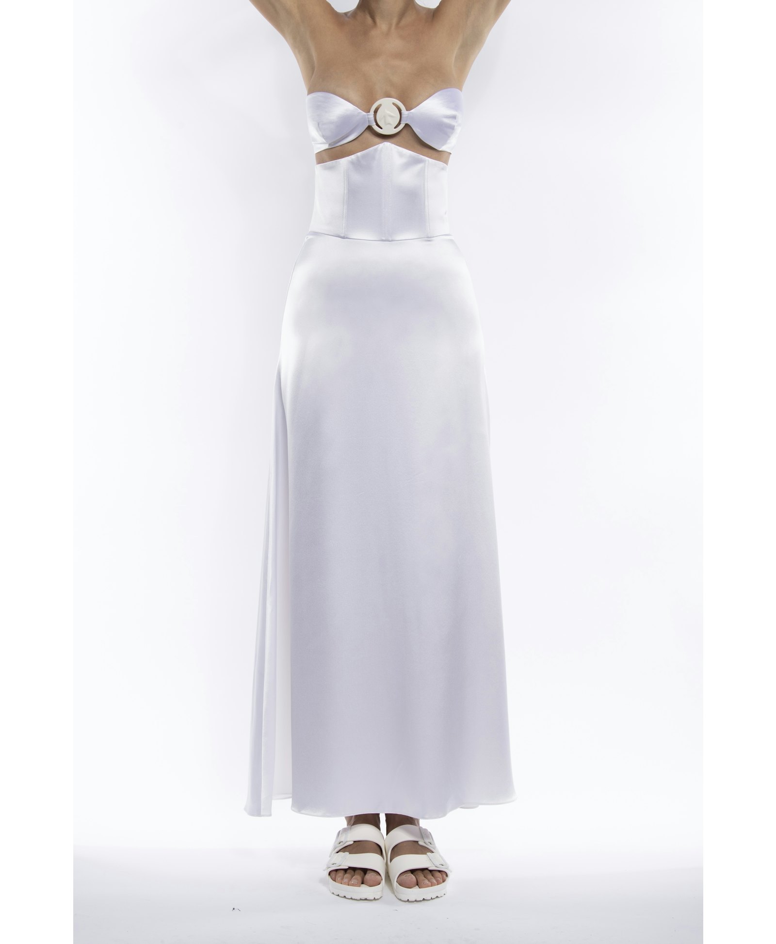 Pearl Silk Top in White made by Vestiaire d'un Oiseau Libre