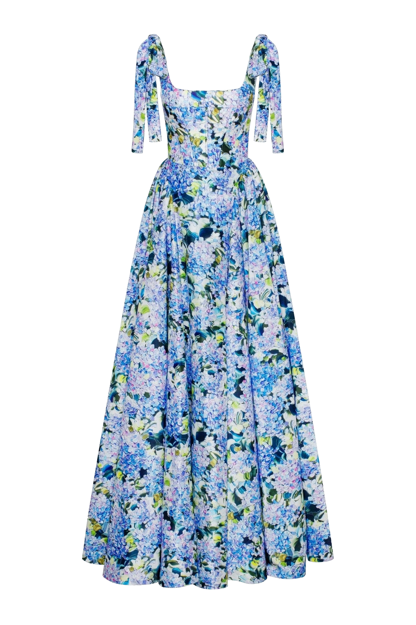 Shop Milla Blue Hydrangea Strapped Maxi Dress In Multi Color