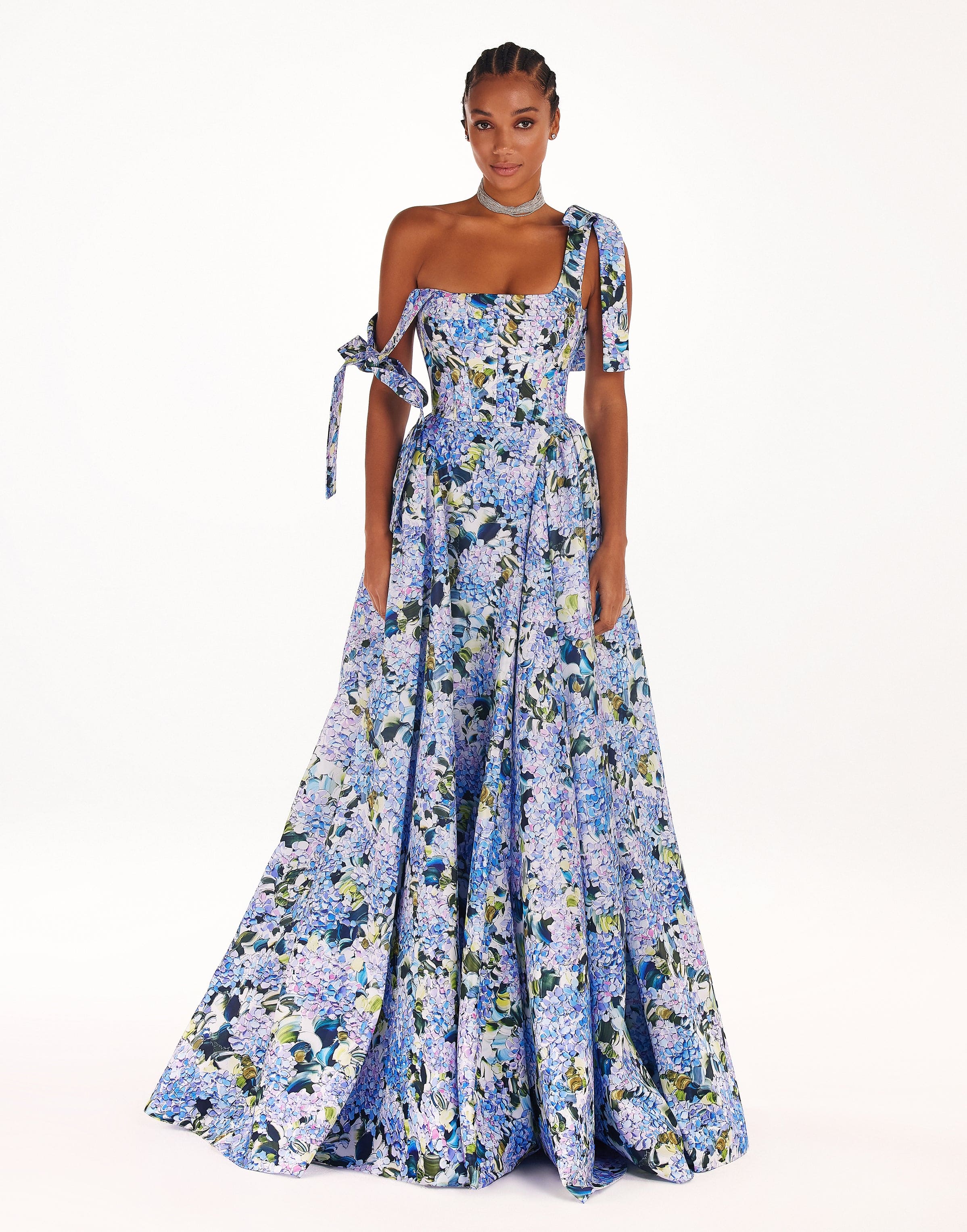 Shop Milla Blue Hydrangea Strapped Maxi Dress In Multi Color