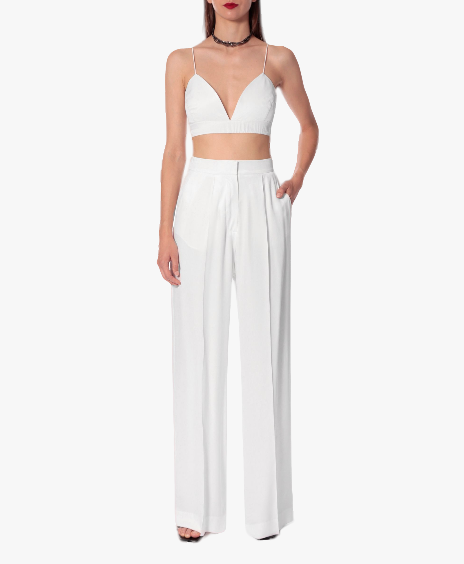 Trousers Jessie Bright White in White made by HALEWSKI