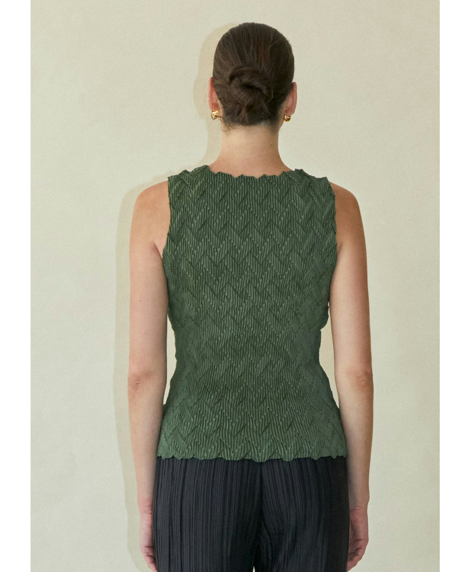 Hand Pleated Basket Top - Olive made by CAHAYA STUDIOS