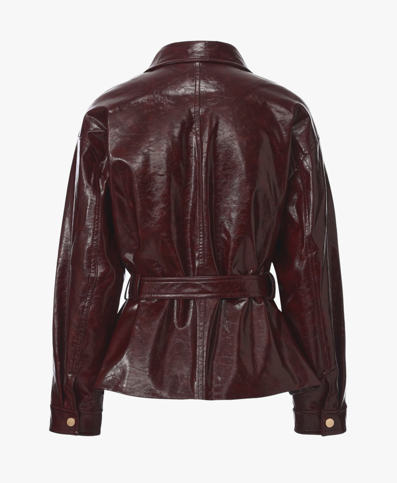 Isabella Vegan Leather Jacket (Claret) made by Nana Jacqueline