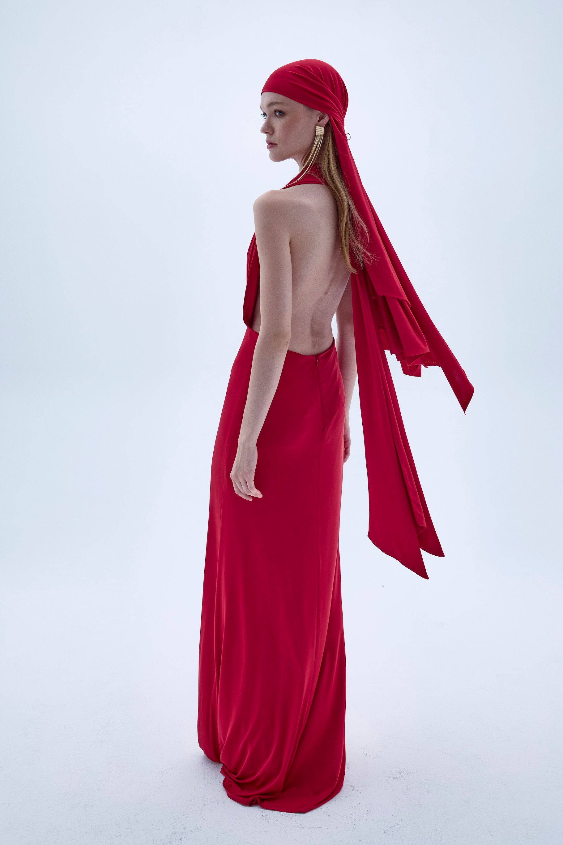 Shop Nazli Ceren Ines Dress In Fiery Red In Firebrick