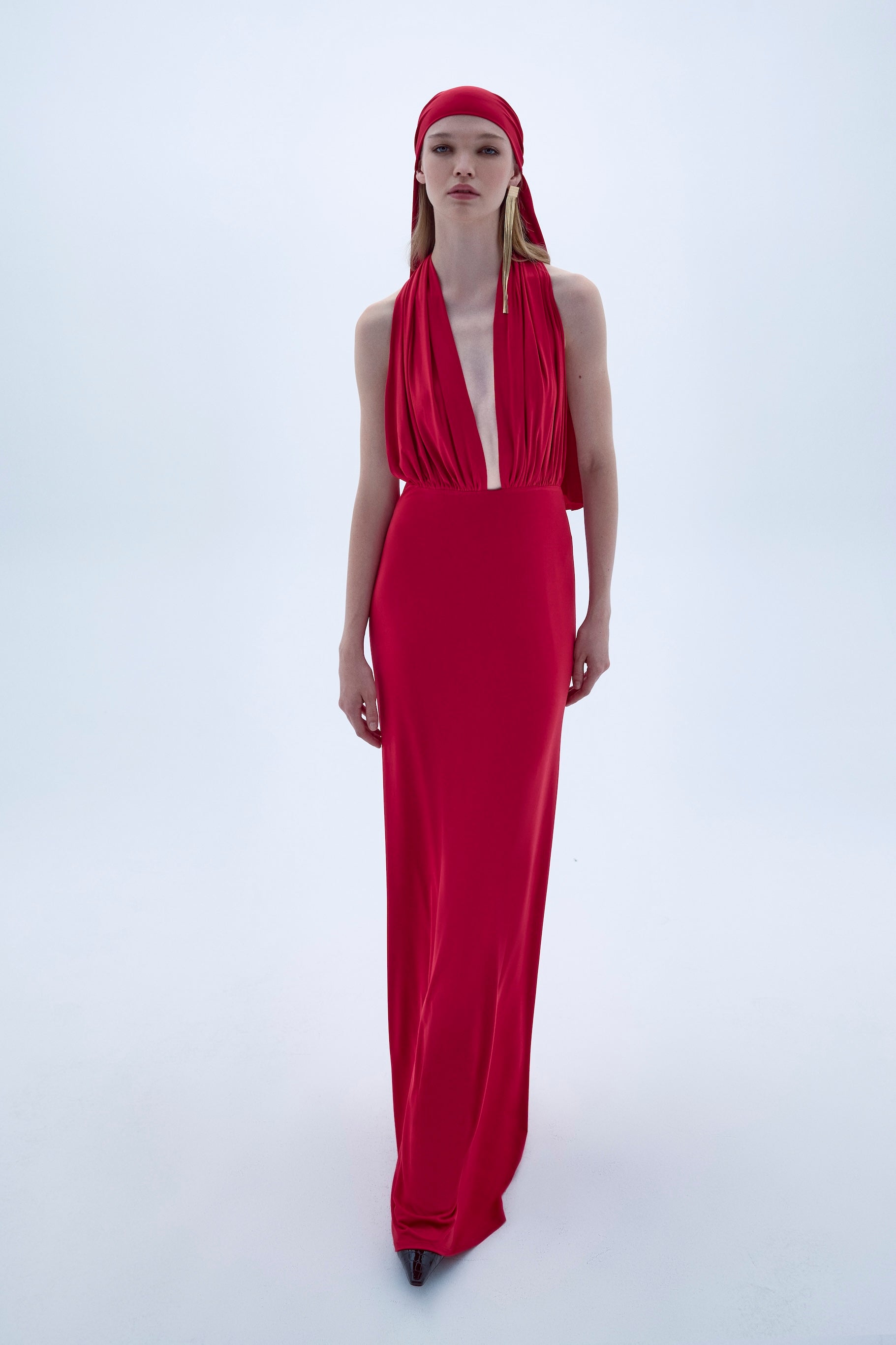 Shop Nazli Ceren Ines Dress In Fiery Red In Firebrick