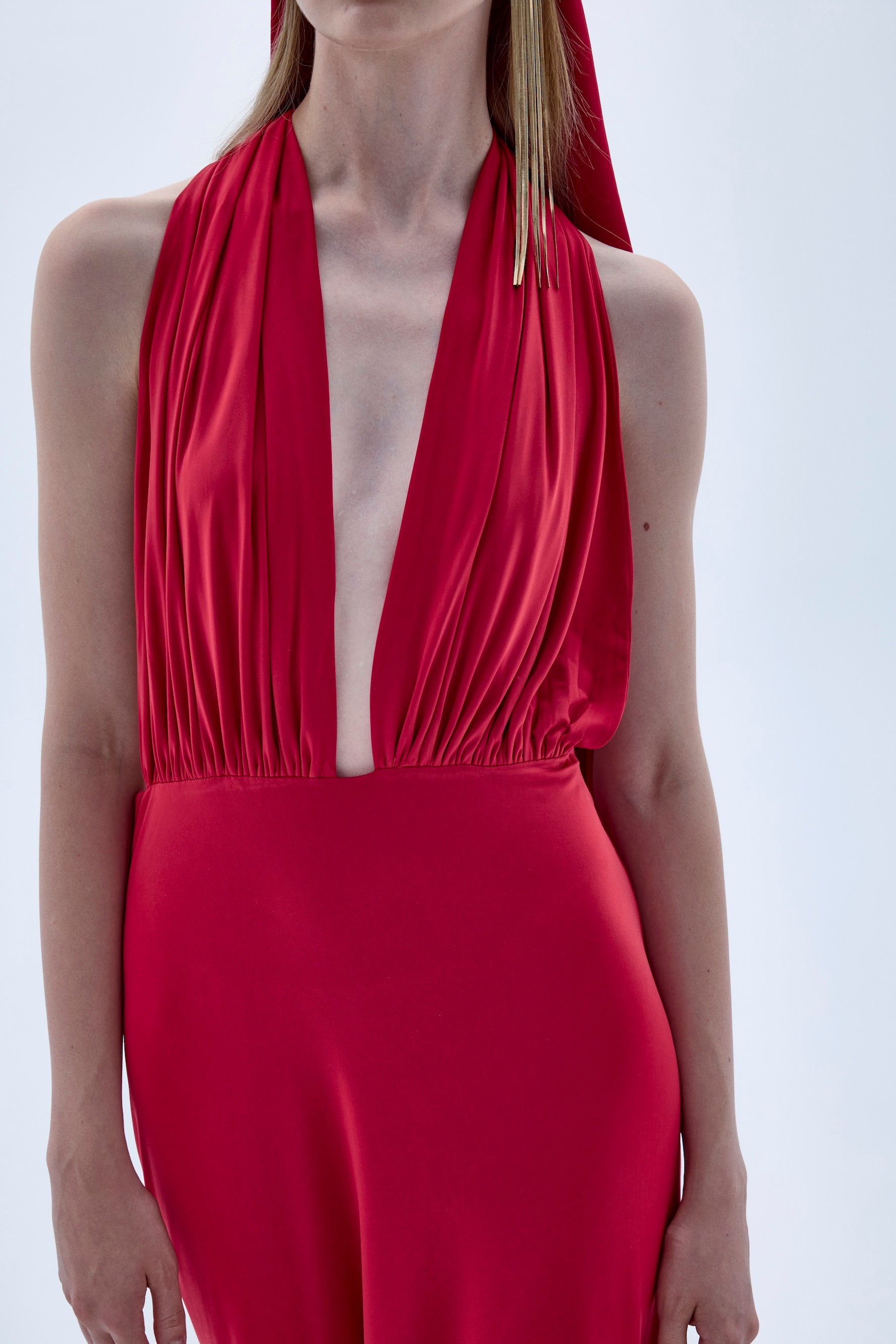 Shop Nazli Ceren Ines Dress In Fiery Red In Firebrick