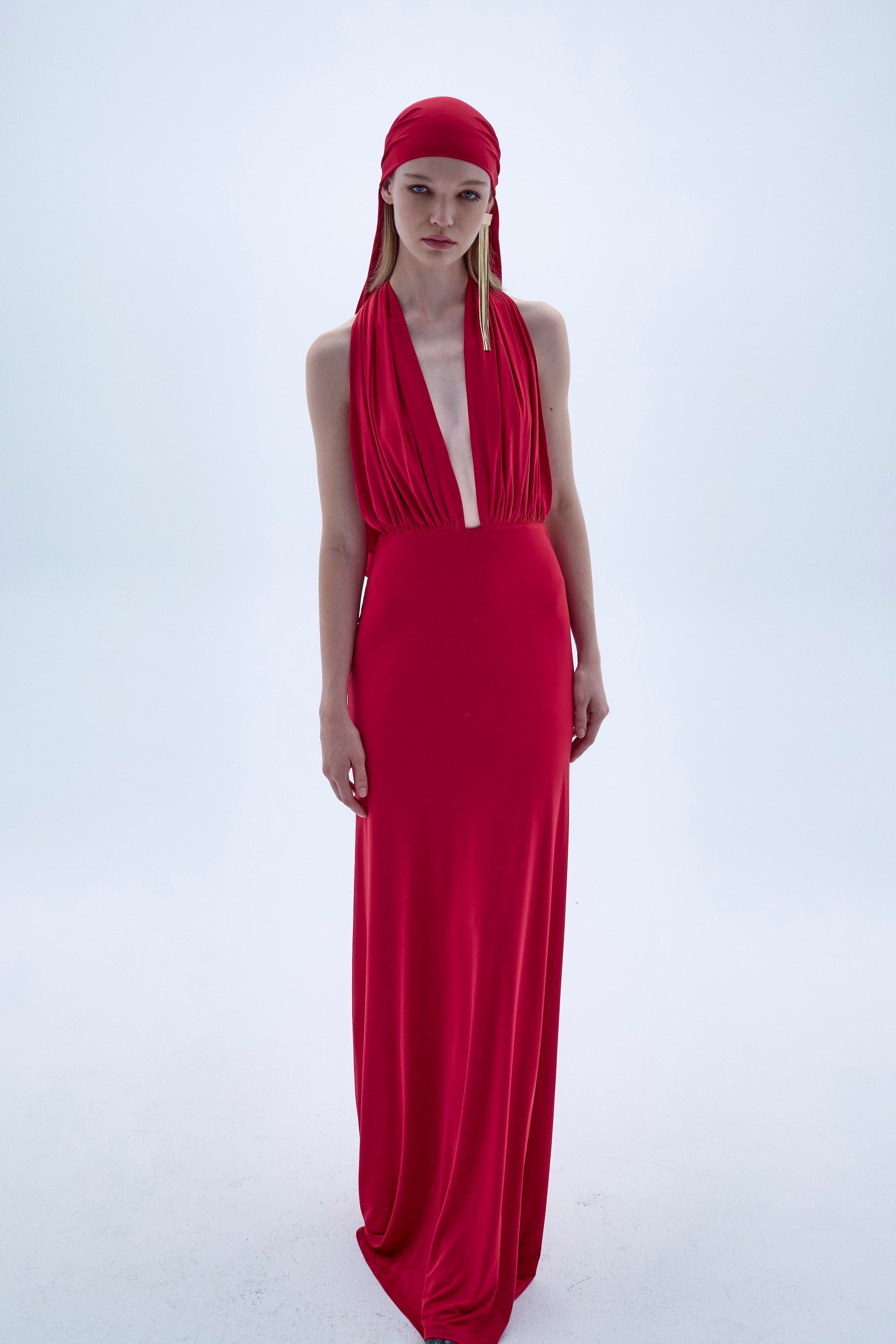 Shop Nazli Ceren Ines Dress In Fiery Red In Firebrick