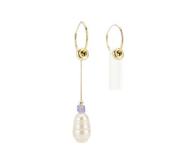 ALESYA  ORLÓVA BUBLIQUE EARRINGS WITH ROCK CHRYSTAL AND PEARL