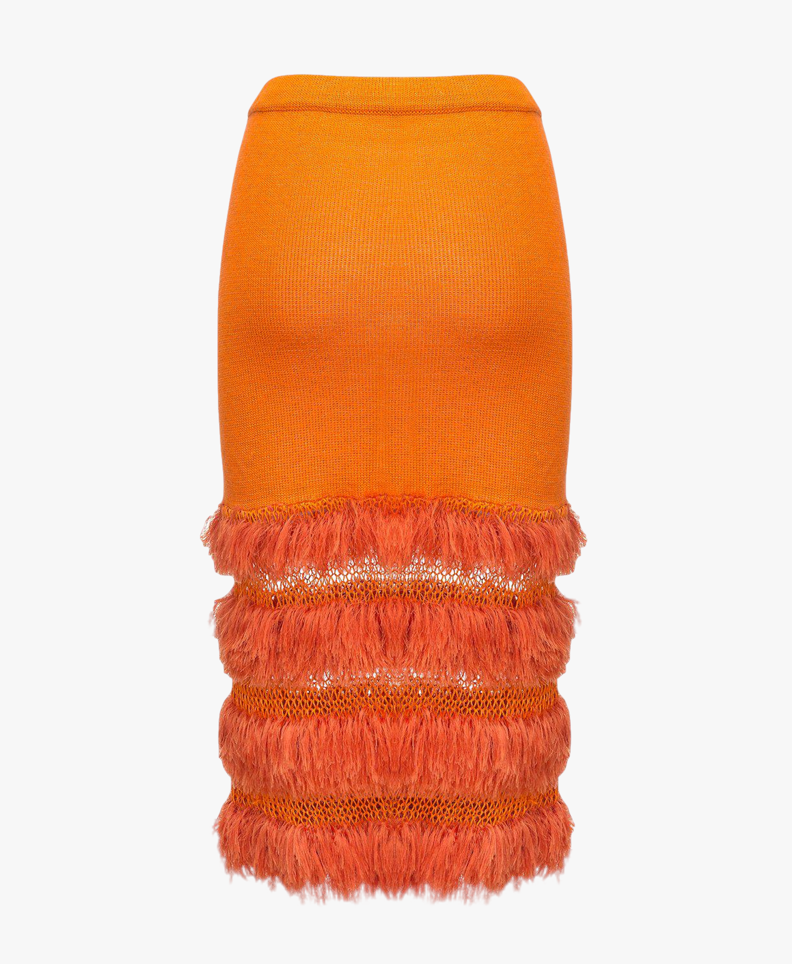 Golden poppy knit skirt with handmade knit details made by ANDREEVA