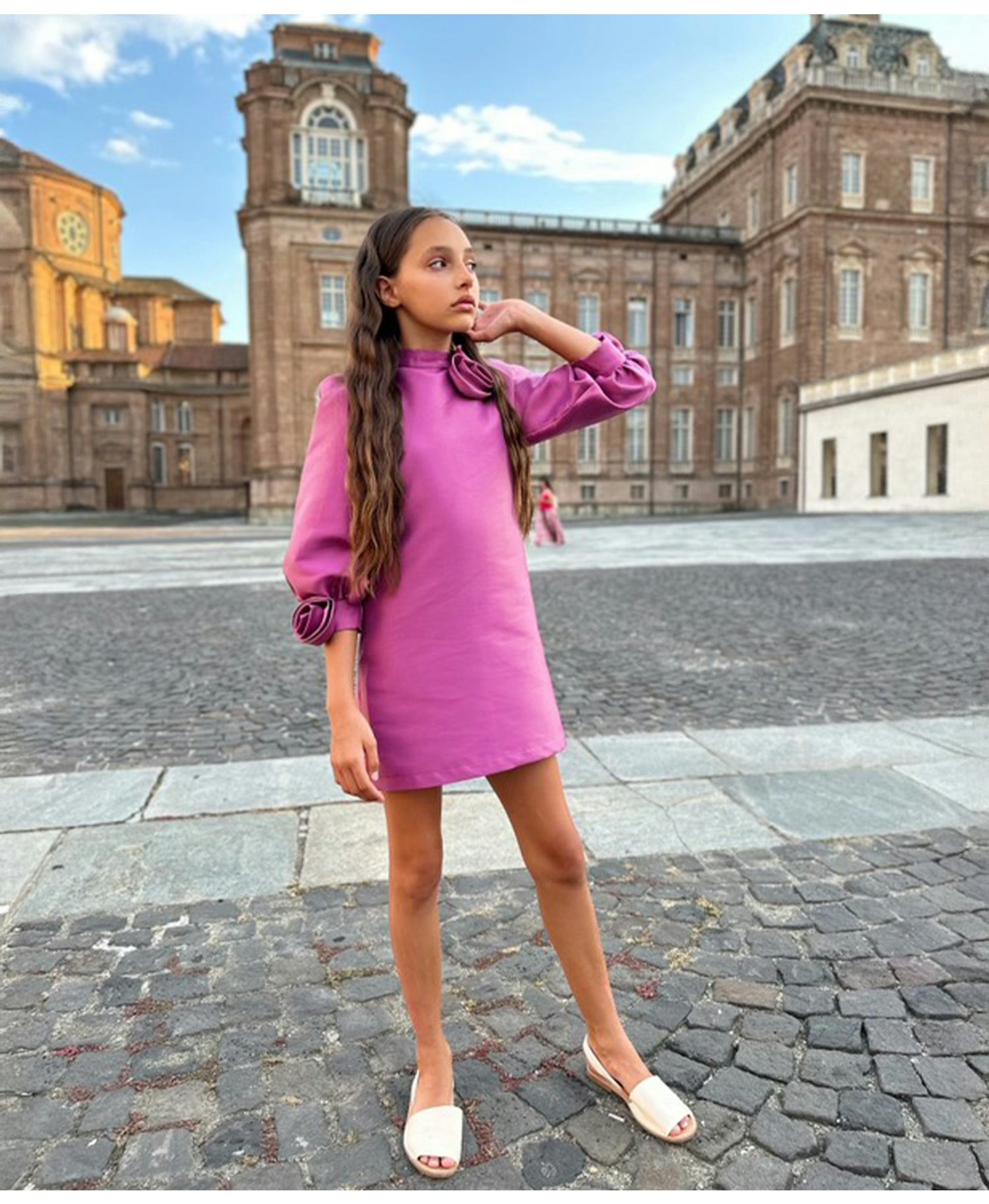 3D Roses Appliqué Girls Dress made by Mama Luma