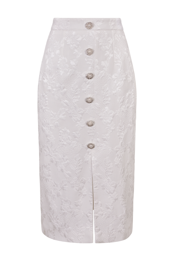 Ancost Midi Skirt With Swarovski Jewel Buttons