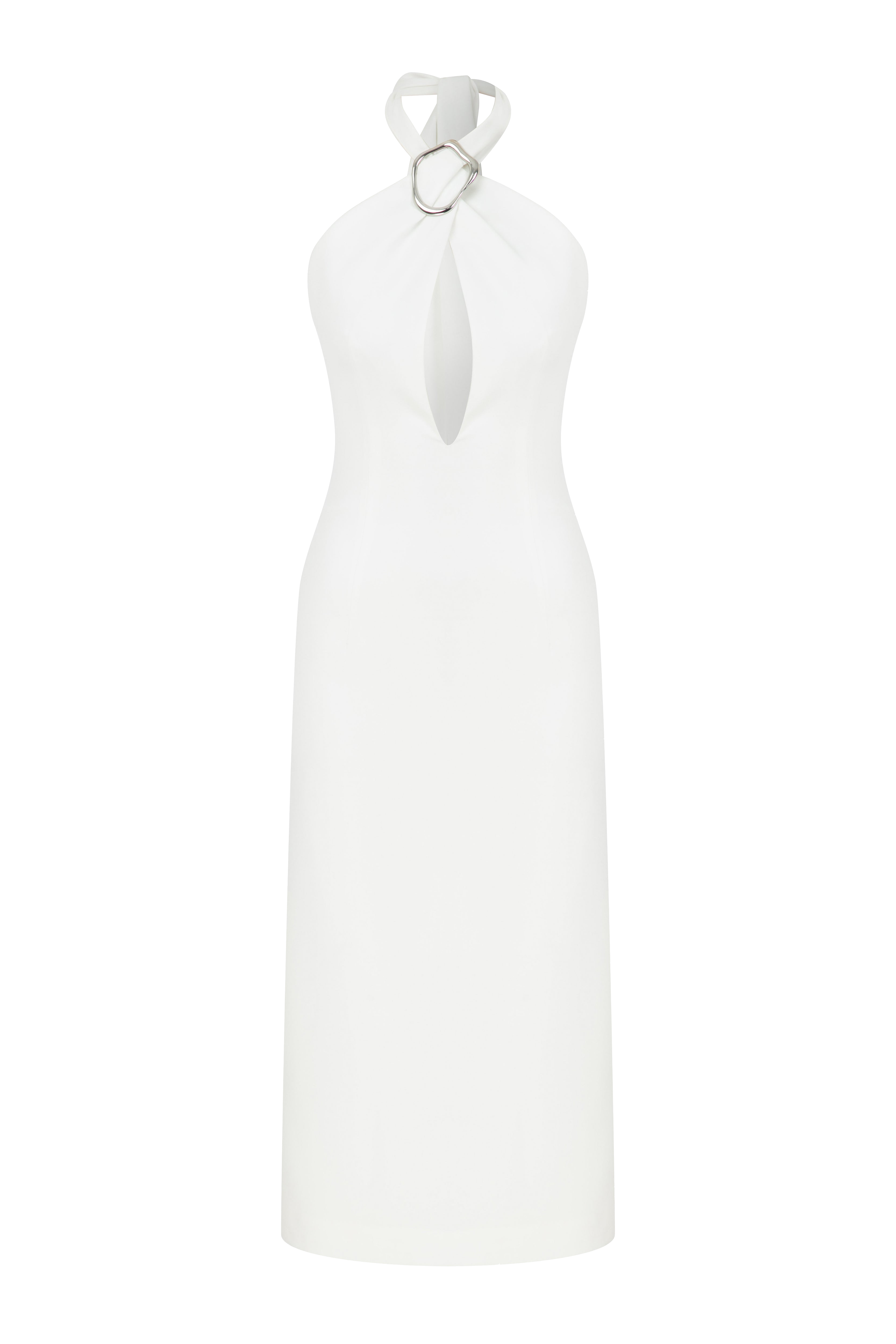 Nazli Ceren Viana Crepe Midi Dress In Vanilla Ice In White