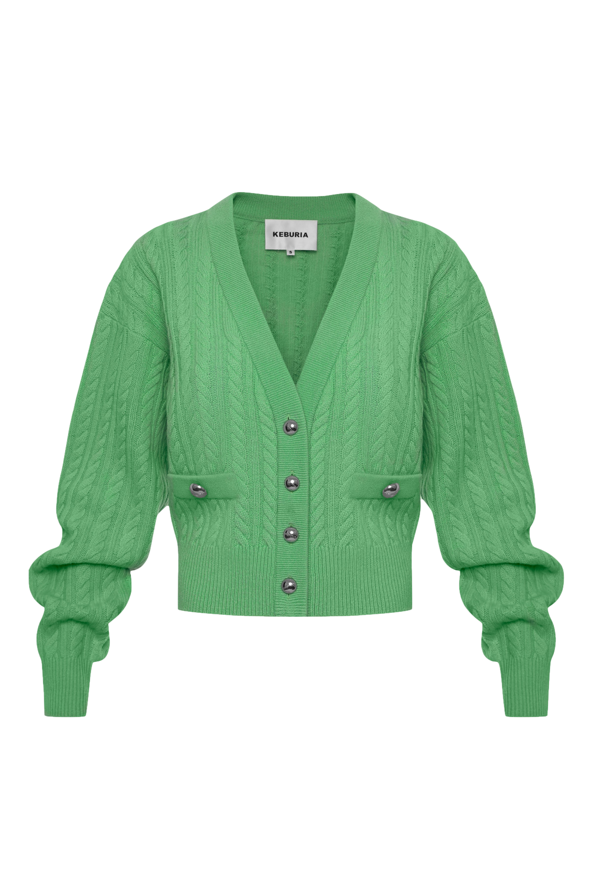 Keburia Cable-knit Wool-cashmere Cardigan In Green