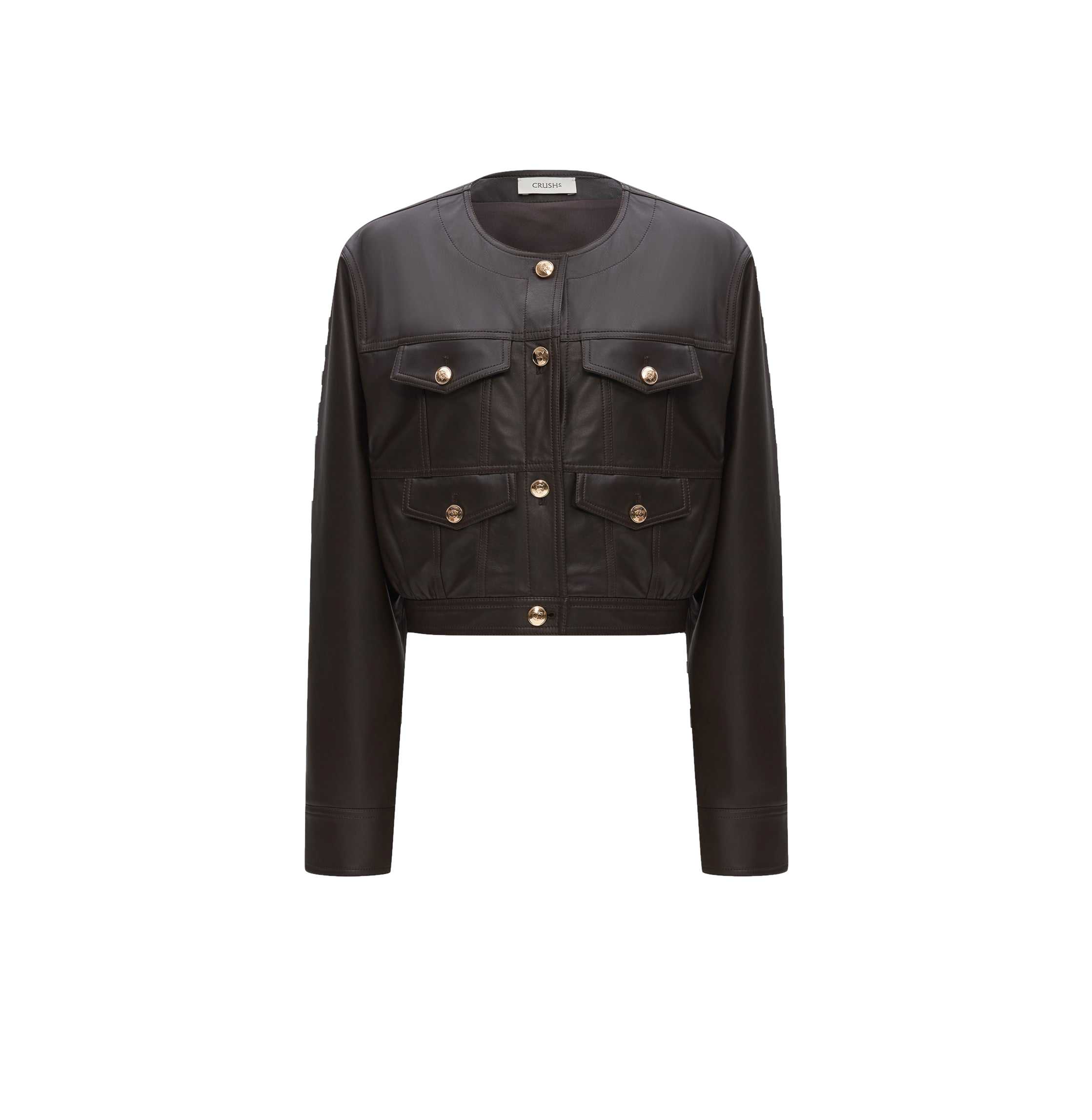 Crush Collection Lambskin Leather Pleated Short Jacket In Brown