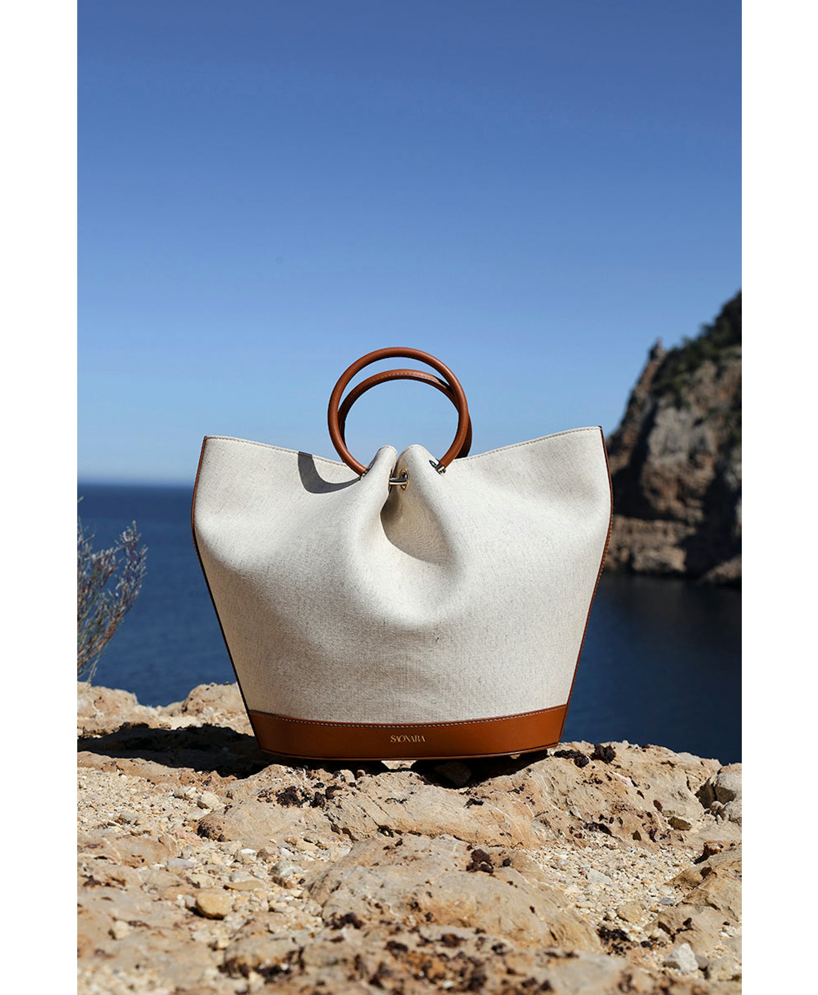 SAONARA LINEN/CARAMEL LEATHER BAG made by Saonara