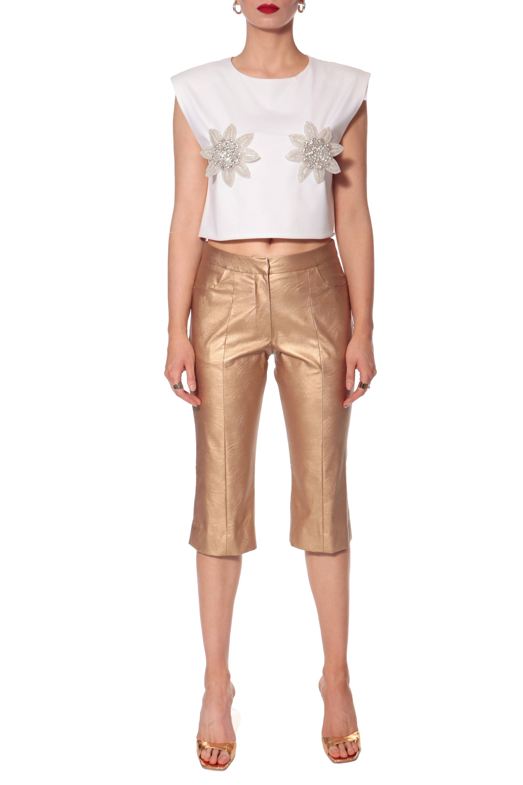 Shop Halewski Pants Capri Dakota Gold