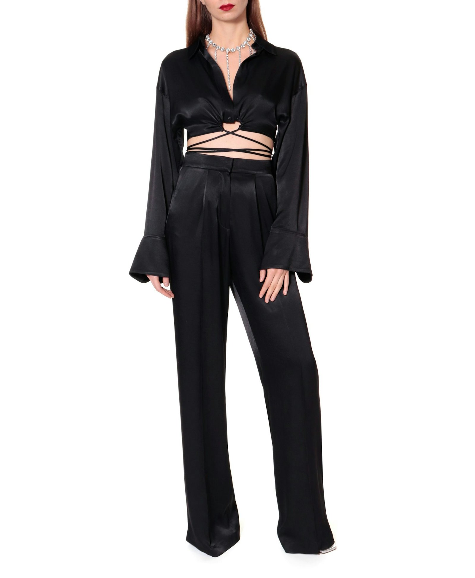 Trousers Jessie Glossy Black made by HALEWSKI