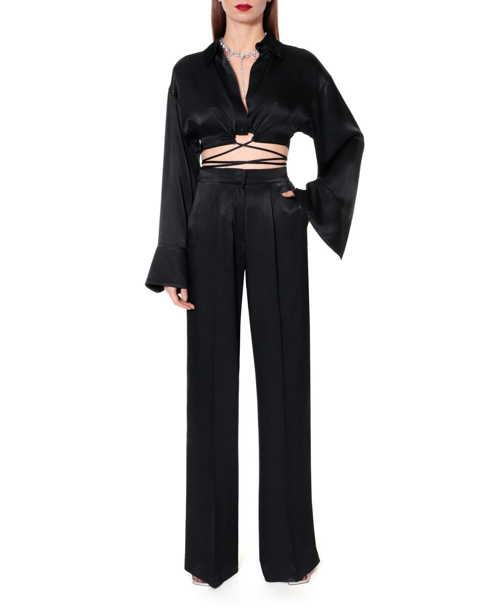 Trousers Jessie Glossy Black made by HALEWSKI