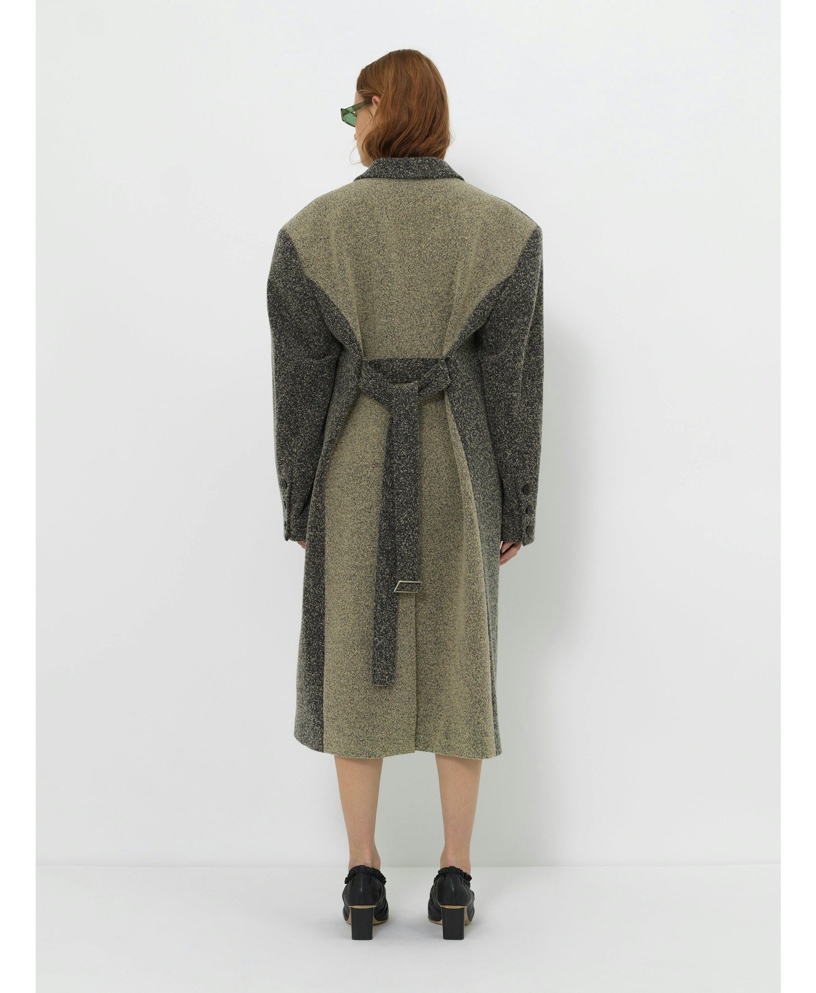 WOOL-BLEND TEXTURED LONG COAT made by YIBRI