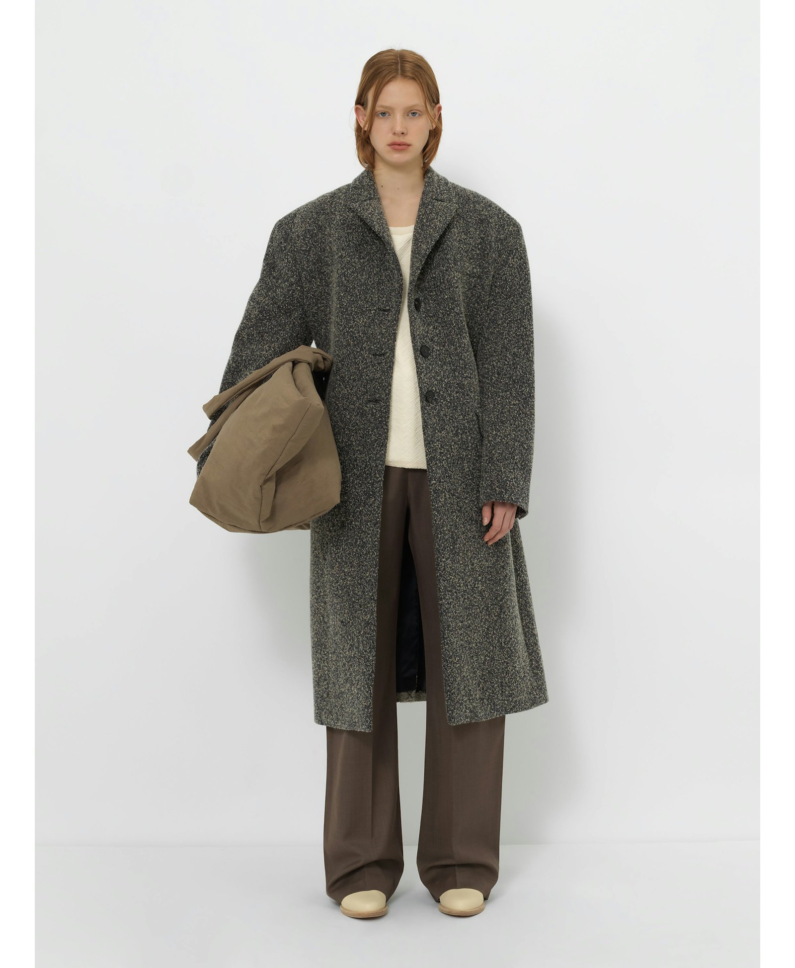 WOOL-BLEND TEXTURED LONG COAT made by YIBRI