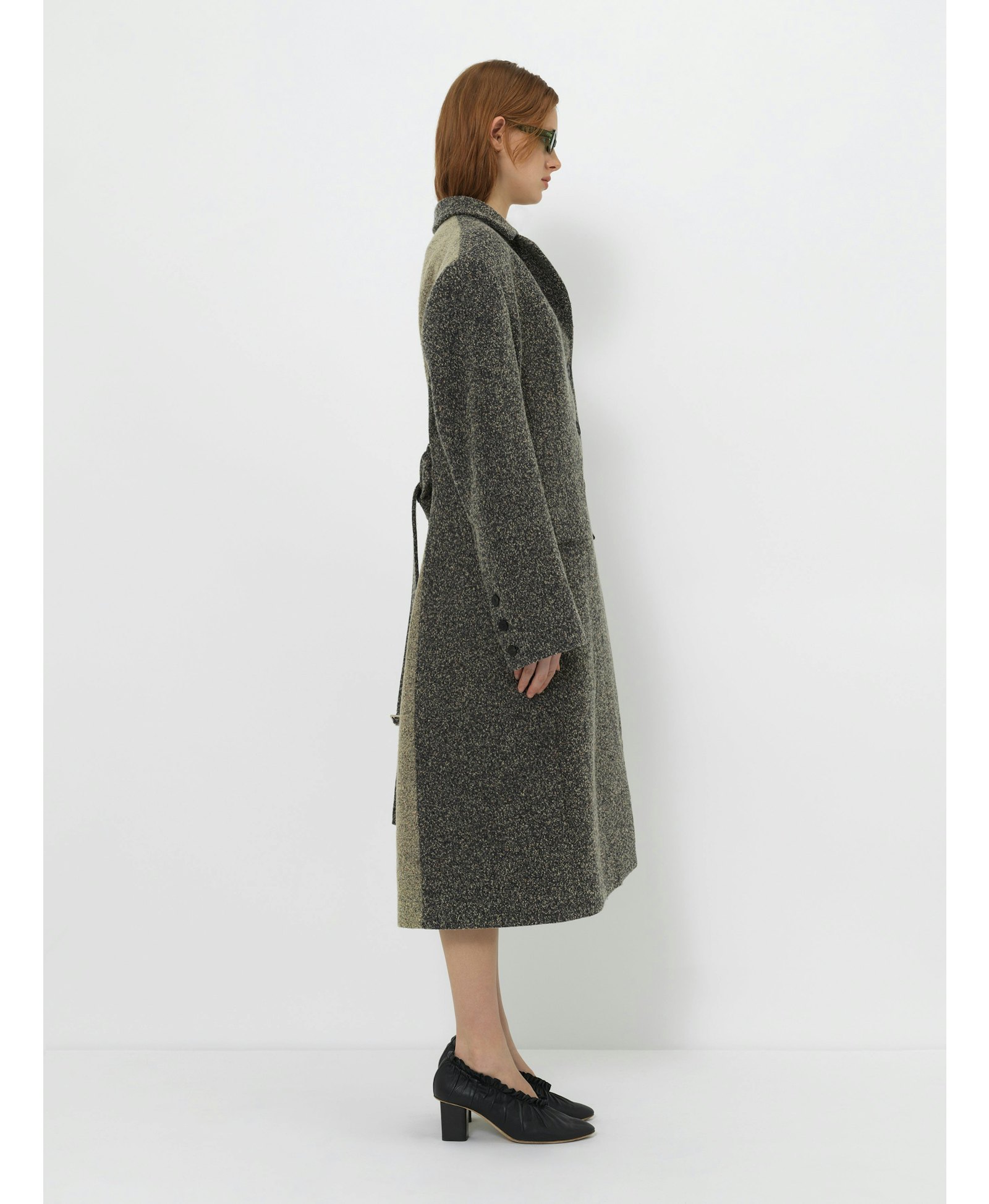 WOOL-BLEND TEXTURED LONG COAT made by YIBRI