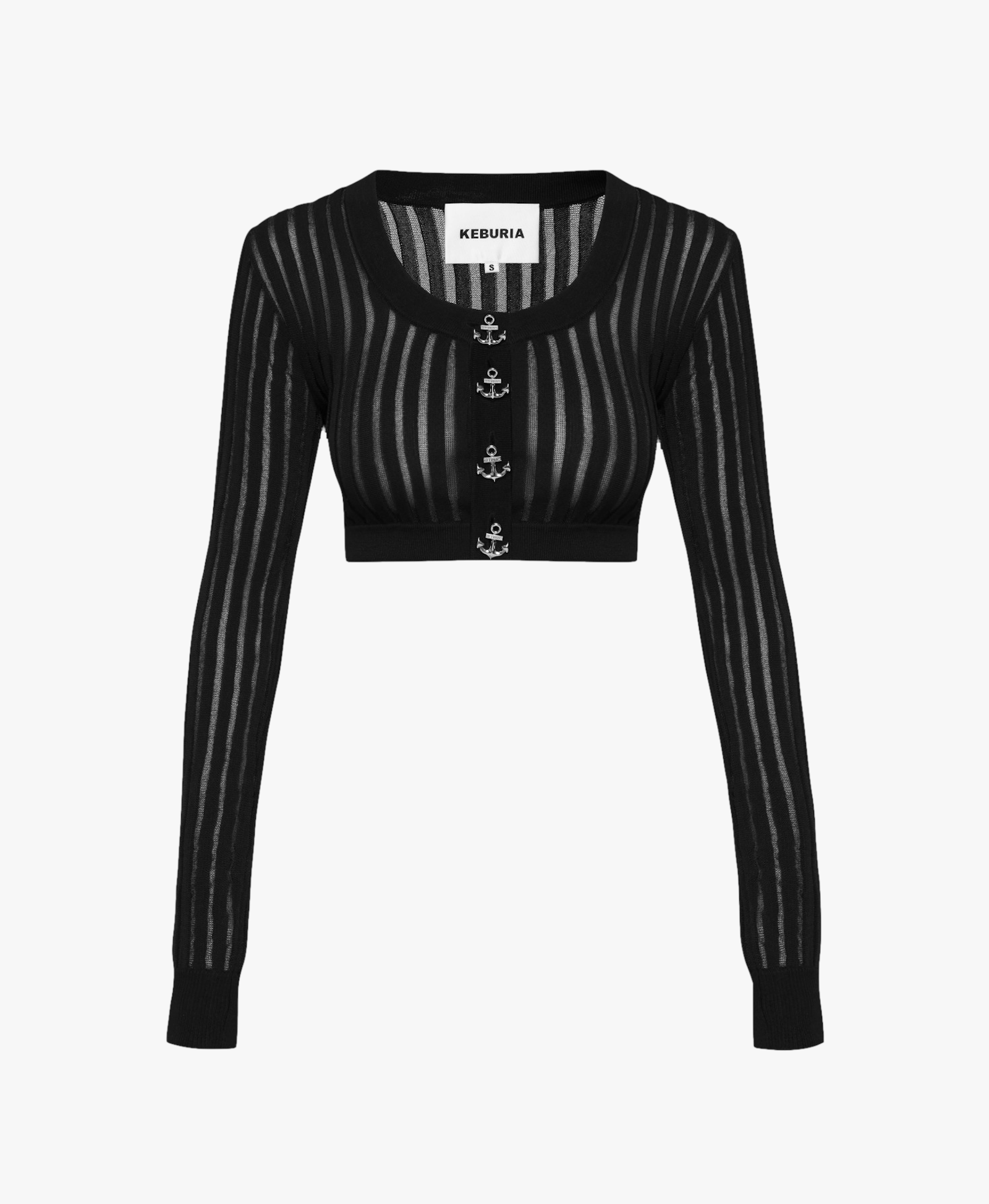 TULLE-PANELED KNIT CARDIGAN in Black made by KEBURIA