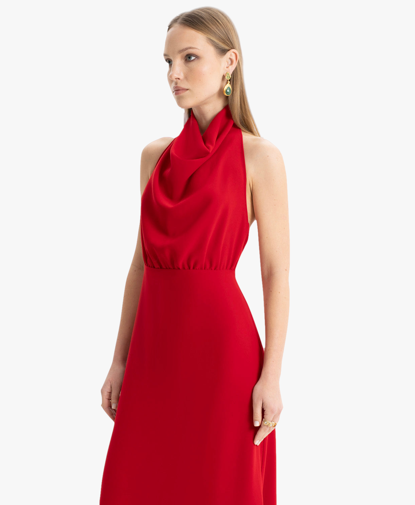 Kate Crepe Red Maxi Dress made by Lora Istanbul