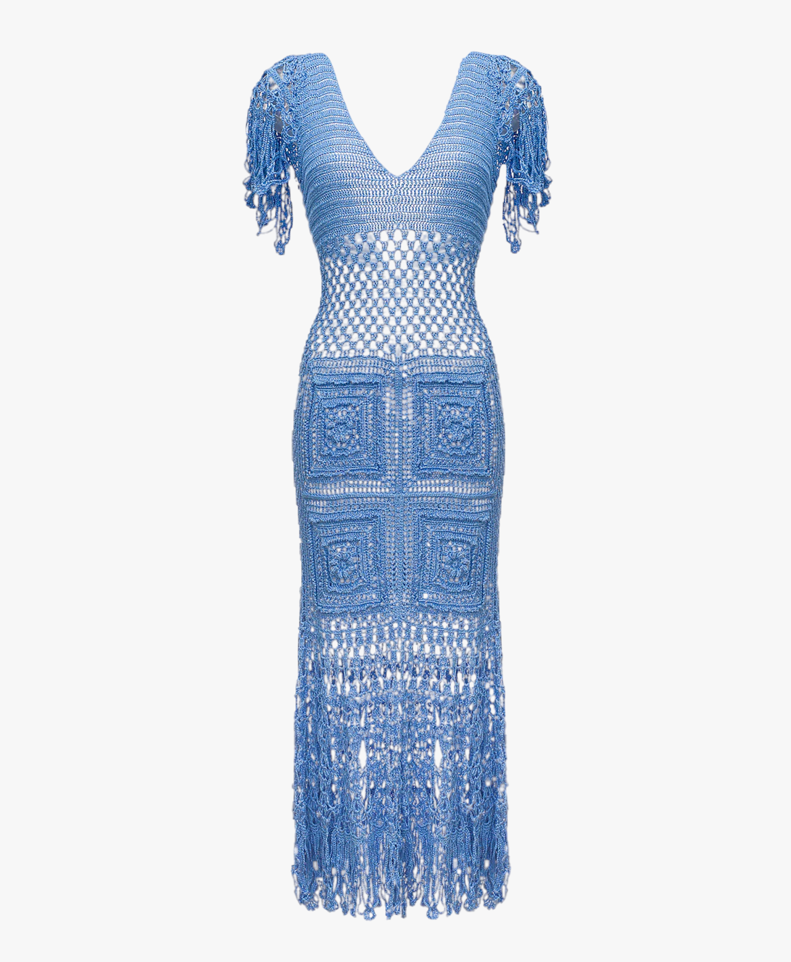 Blue Crochet Handmade Knit Dress made by ANDREEVA