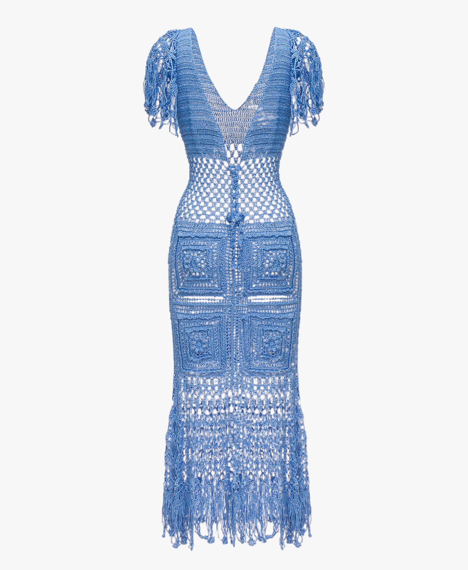 Blue Crochet Handmade Knit Dress made by ANDREEVA