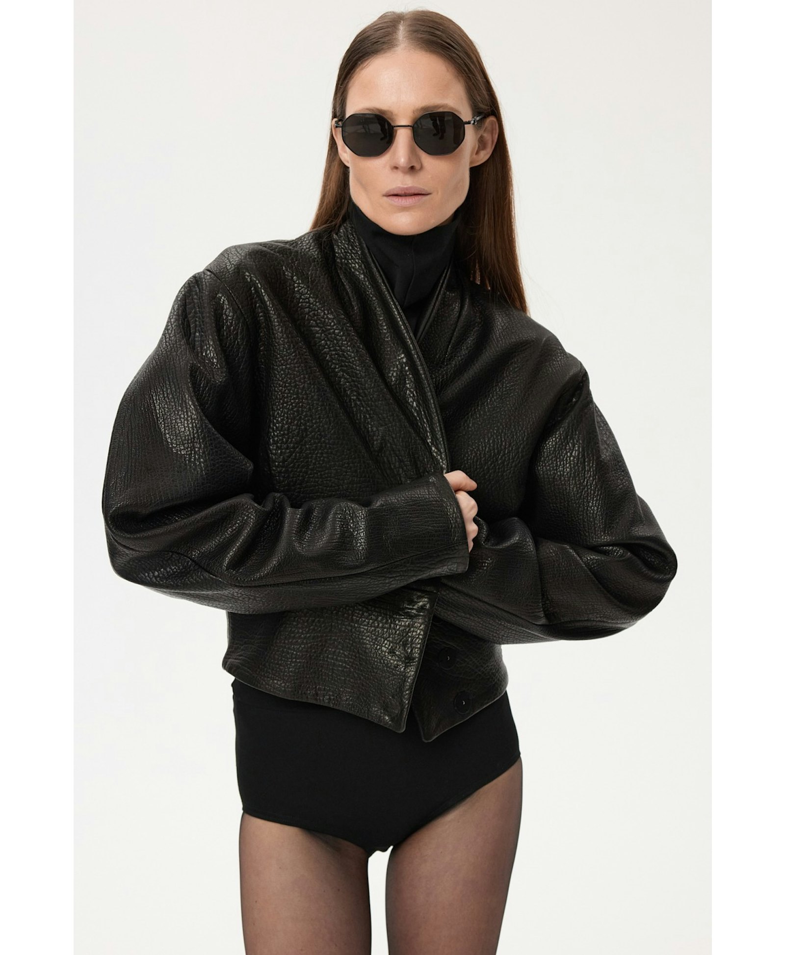 Short Leather Jacket made by YAVORSKA