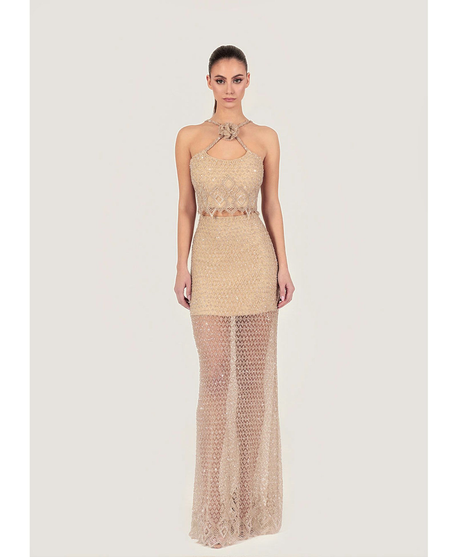 Gold embellished lace skirt made by Monika Dimova