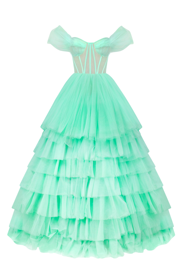 Millà Dreamlike Frill-layered Lime Green Maxi Dress