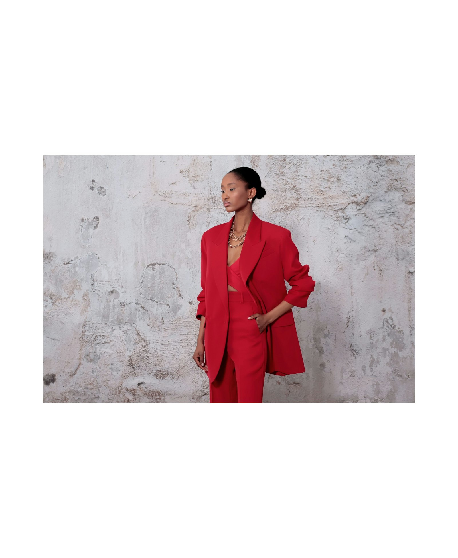 Blair Ribbon Red Blazer made by HALEWSKI