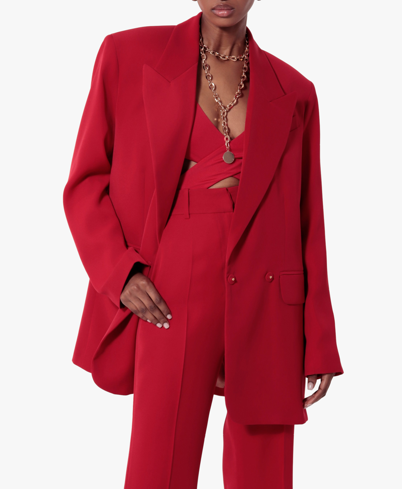 Blair Ribbon Red Blazer made by HALEWSKI