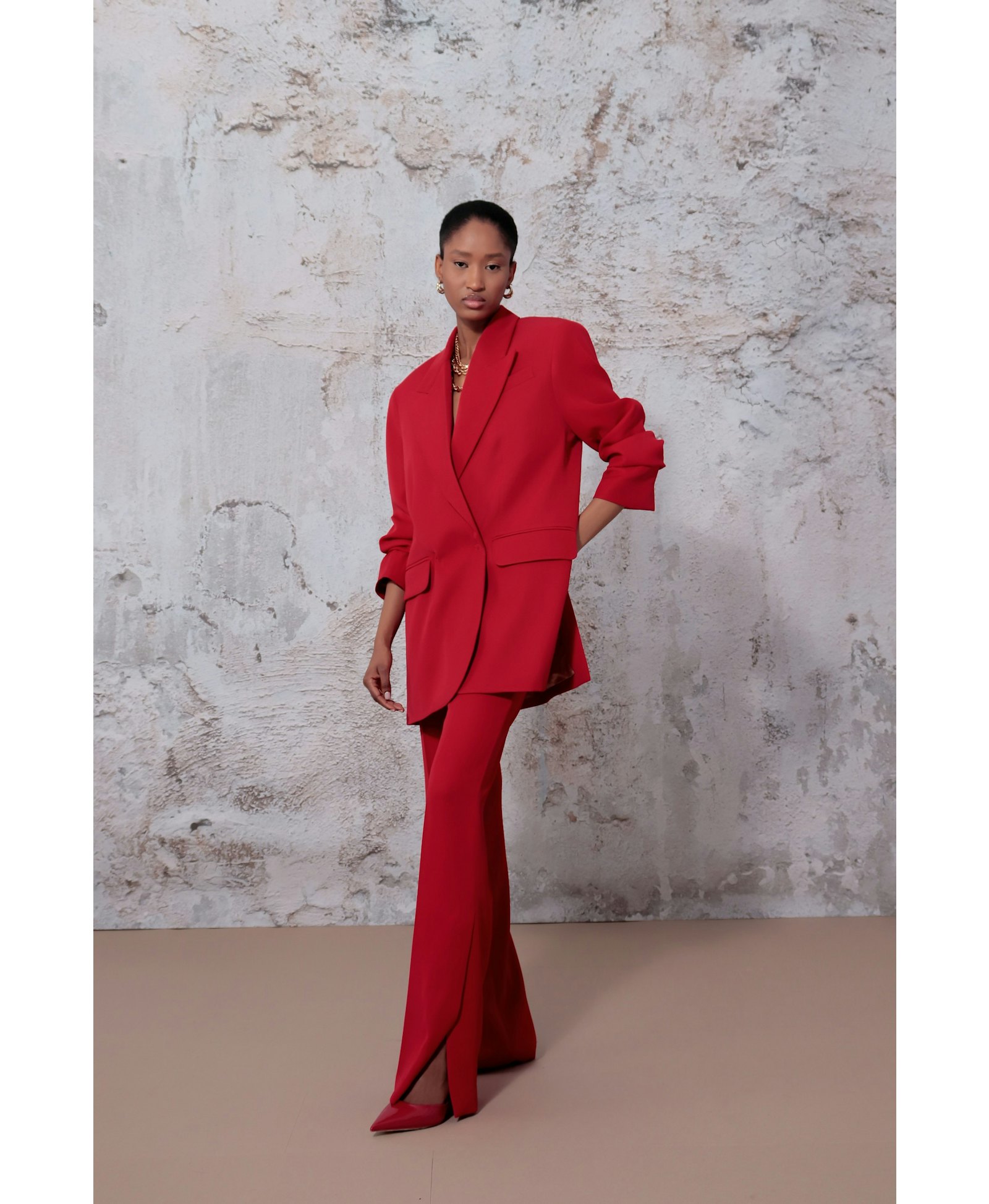 Blair Ribbon Red Blazer made by HALEWSKI