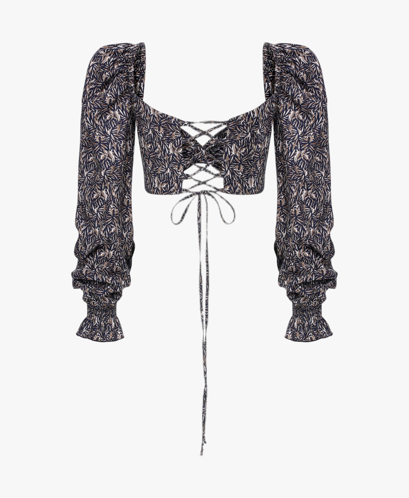 Lolly Tie Back Printed Poplin Top in Dark Brown made by Nazli Ceren