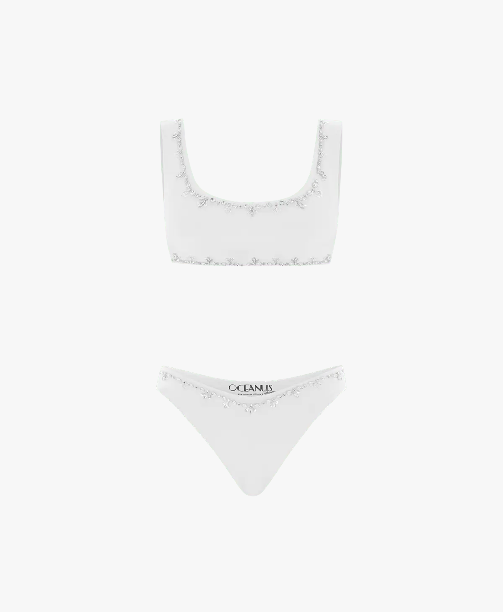 Aaliyah Hand Embroidered White Bikini Bottom in White made by Oceanus Swimwear