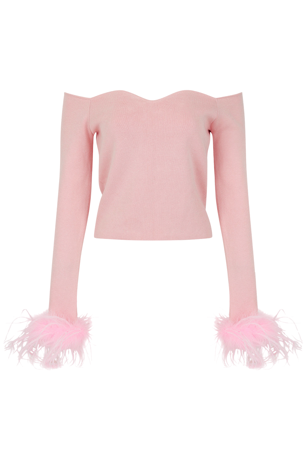 Shop Andreeva Pink Vanilla Knit Top With Detachable Feather Cuffs