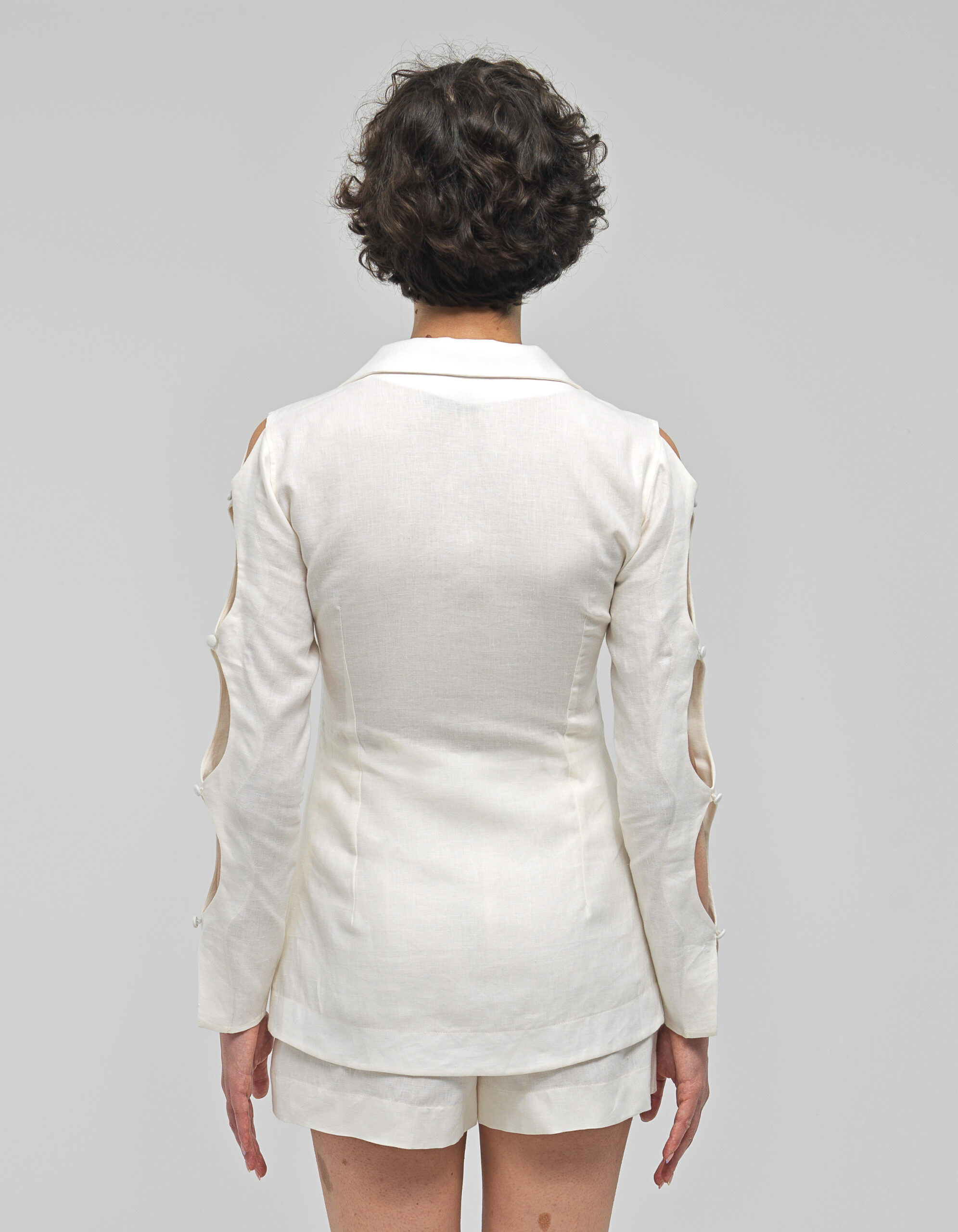 Shop Maet Nereus White Linen Collared Shirt