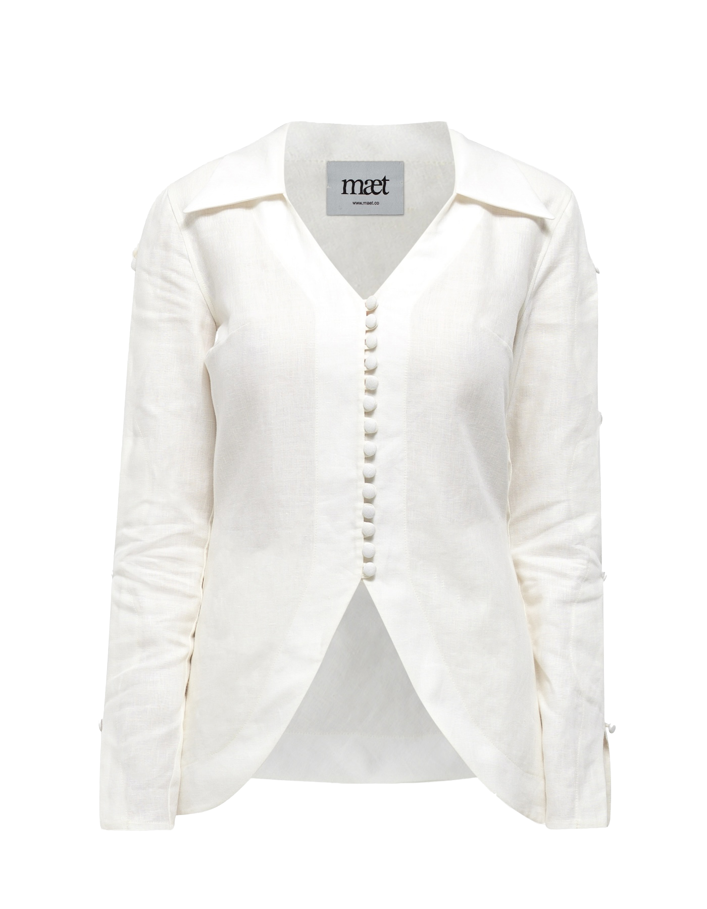 Shop Maet Nereus White Linen Collared Shirt