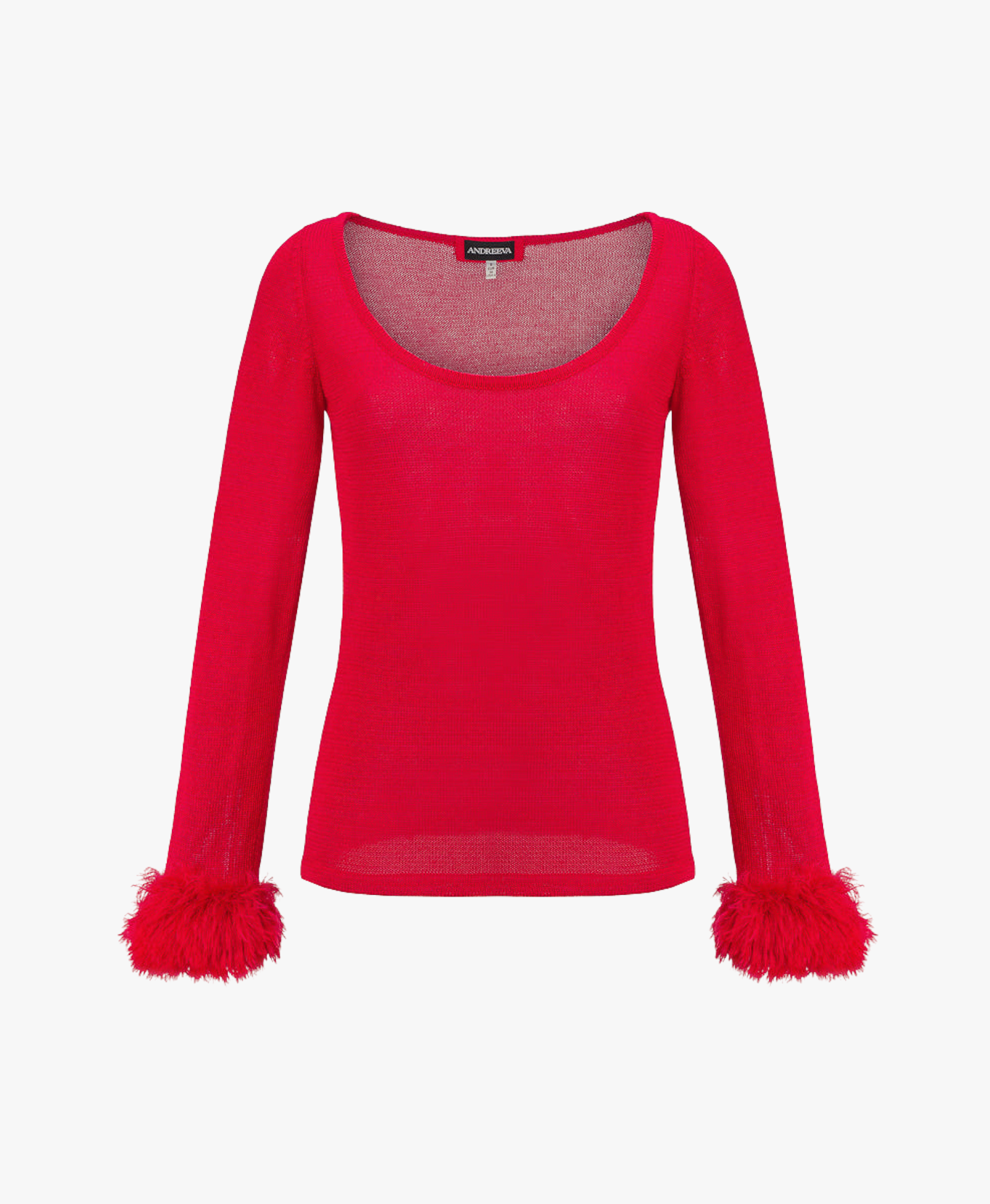 Red Knit Top With Handmade Knit Cuffs made by ANDREEVA