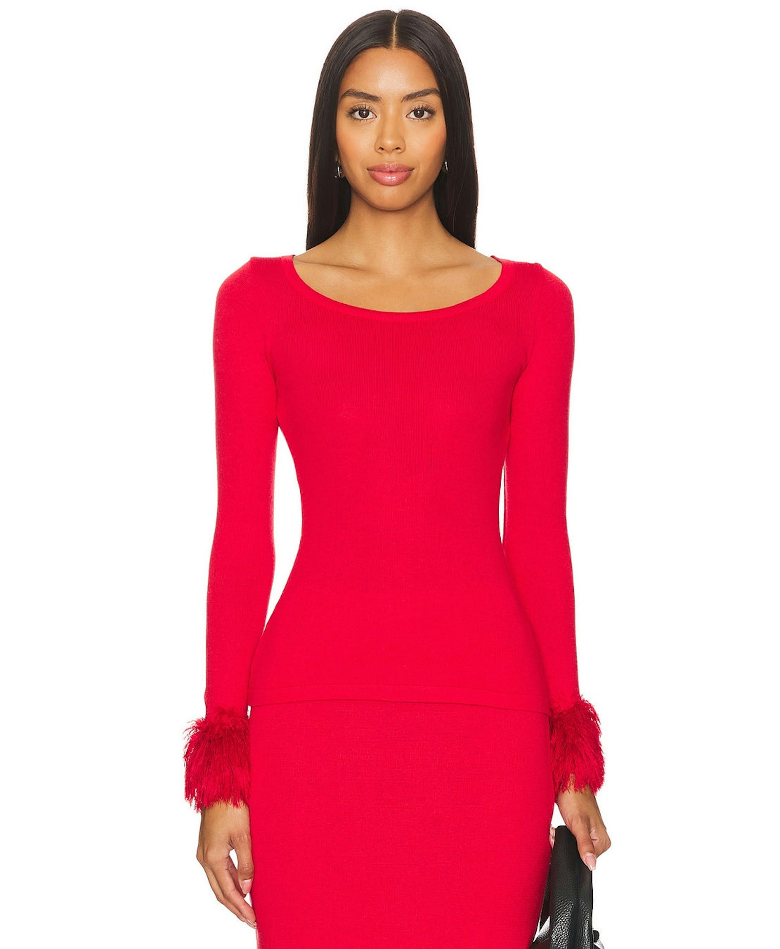 Red Knit Top With Handmade Knit Cuffs made by ANDREEVA