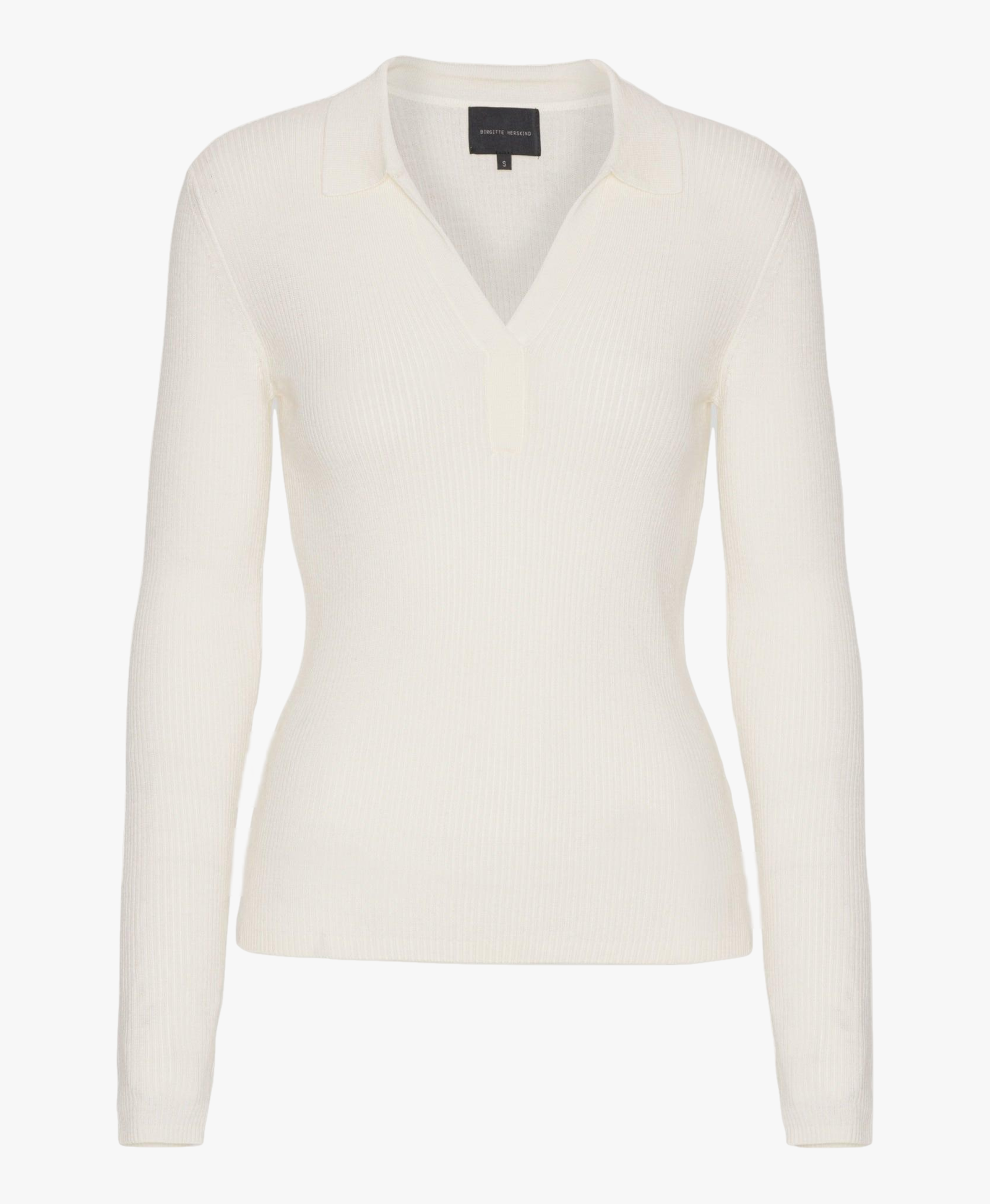 Cadee Knit Polo Blouse - Off White made by HERSKIND